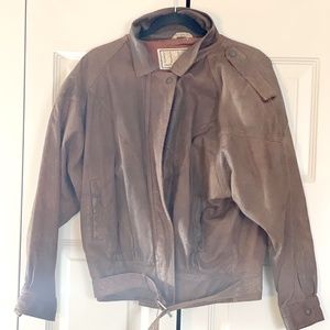 VINTAGE  Brown Leather Biker Jacket - woman’s medium